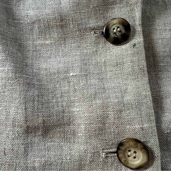 Harve Bernard 100% Linen Short Sleeve Blazer 16 Lagenlook Neutral Beige Longline - Picture 4 of 10